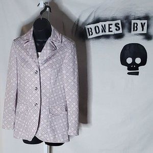 Vintage 70s Pink and Grey Plaid Poly Blazer by Country Set Sz Small